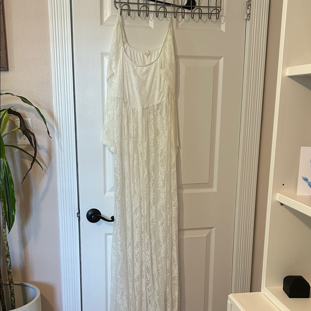 Pinkblush Ivory white lace beach maternity photoshoot dress gown pink blush - Picture 6 of 7